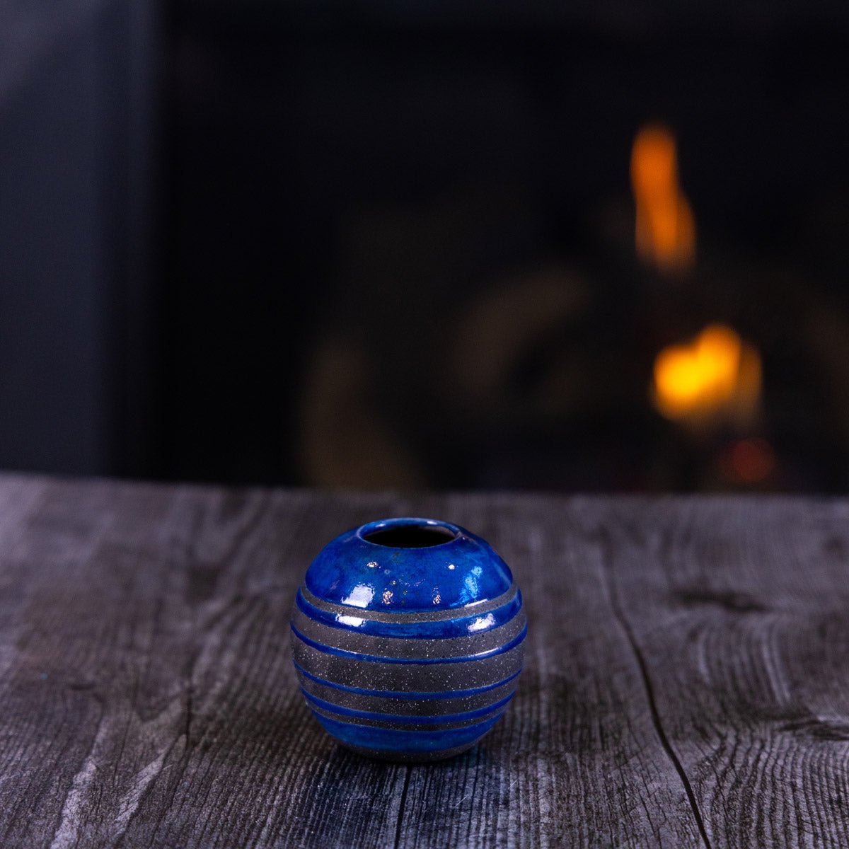 Pot #392 - Small Raku - Fired Decorative Sphere Pot - Dan Pearce Ceramics