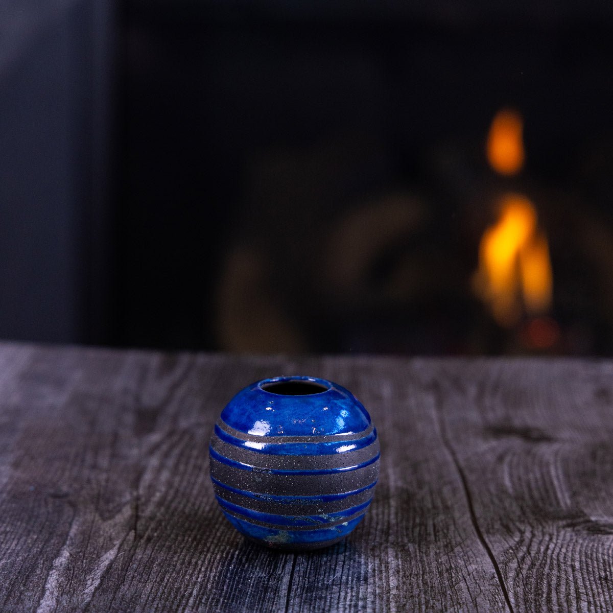 Pot #392 - Small Raku - Fired Decorative Sphere Pot - Dan Pearce Ceramics