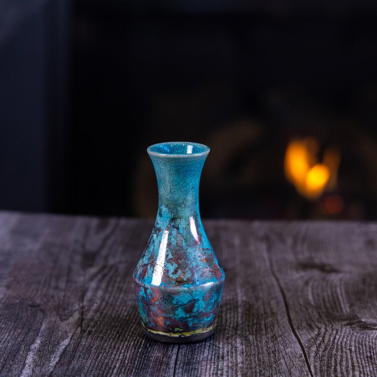 Pot #394 - Small Raku - Fired Decorative Bud Vase - Dan Pearce Ceramics