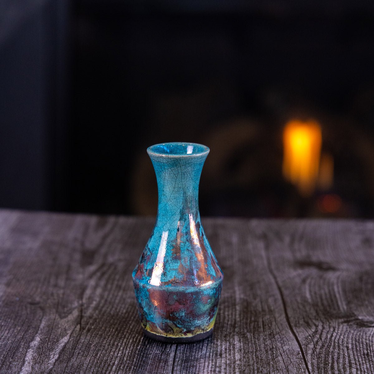 Pot #394 - Small Raku - Fired Decorative Bud Vase - Dan Pearce Ceramics
