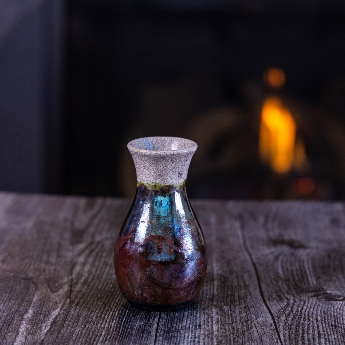 Pot #397 - Small Raku - Fired Decorative Bud Vase - Dan Pearce Ceramics