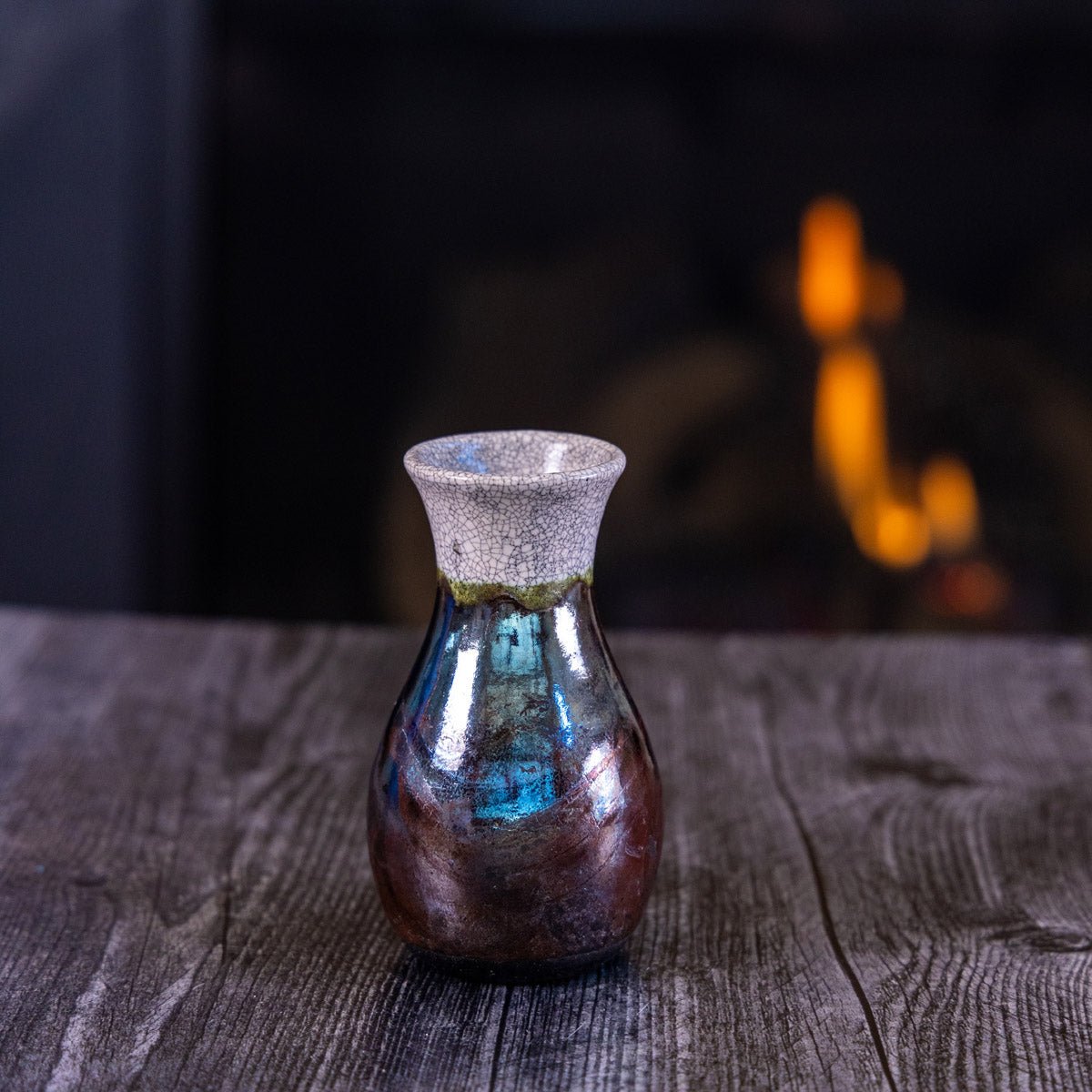 Pot #397 - Small Raku - Fired Decorative Bud Vase - Dan Pearce Ceramics