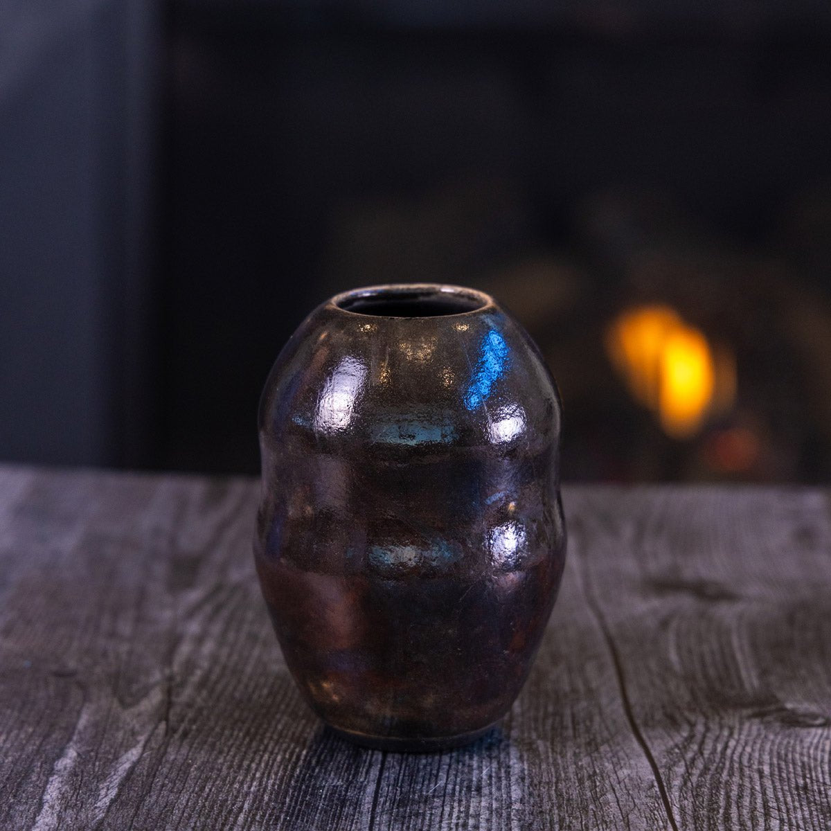 Pot #398 - Medium - Large Raku - Fired Decorative Pot - Dan Pearce Ceramics