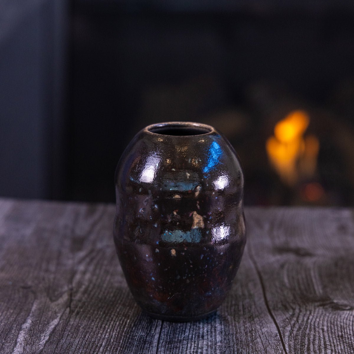 Pot #398 - Medium - Large Raku - Fired Decorative Pot - Dan Pearce Ceramics