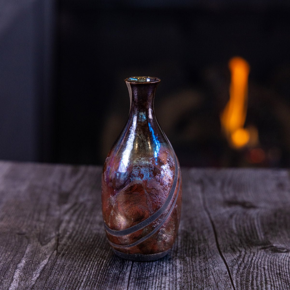 Pot #402 - Medium Raku - Fired Decorative Pot/Bud Vase - Dan Pearce Ceramics