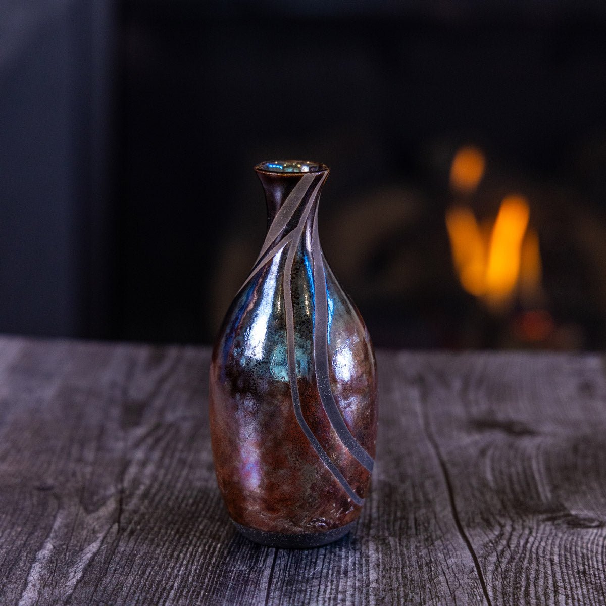 Pot #402 - Medium Raku - Fired Decorative Pot/Bud Vase - Dan Pearce Ceramics