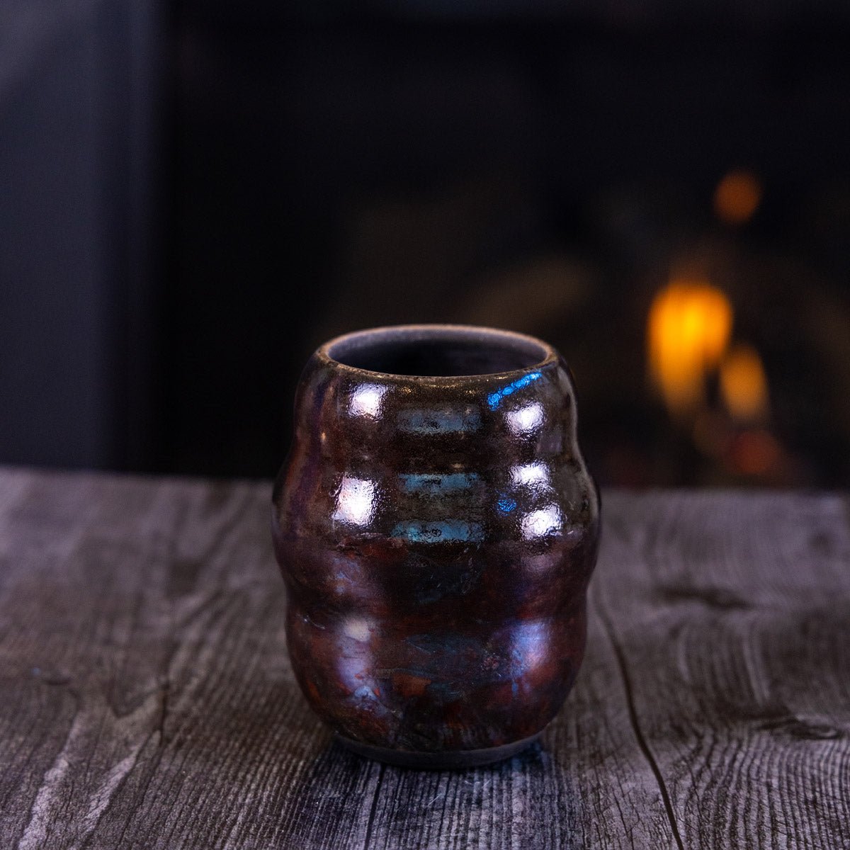 Pot #408 - Medium Raku - Fired Decorative Pot - Dan Pearce Ceramics