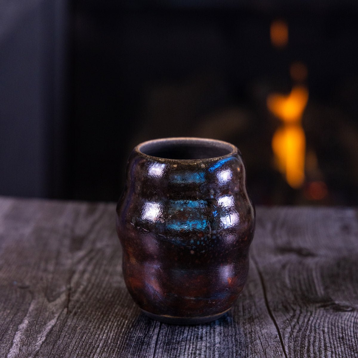 Pot #408 - Medium Raku - Fired Decorative Pot - Dan Pearce Ceramics