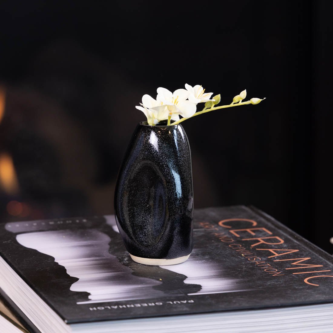 Pot #56 - Small Manipulated Pot (Glimmering/Sparkly Black) - Dan Pearce Ceramics