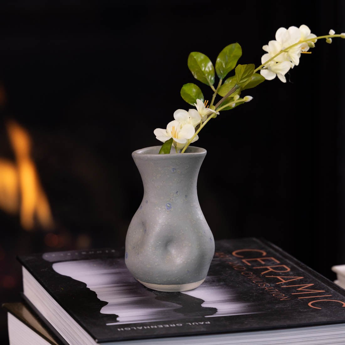 Pot #66 - Small Manipulated Pot (Dimpled Grays & Blues) - Dan Pearce Ceramics