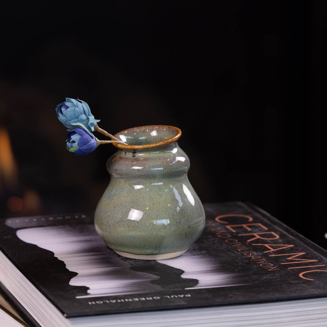 Pot #67 - Small Manipulated Pot (Sage Green & Browns) - Dan Pearce Ceramics