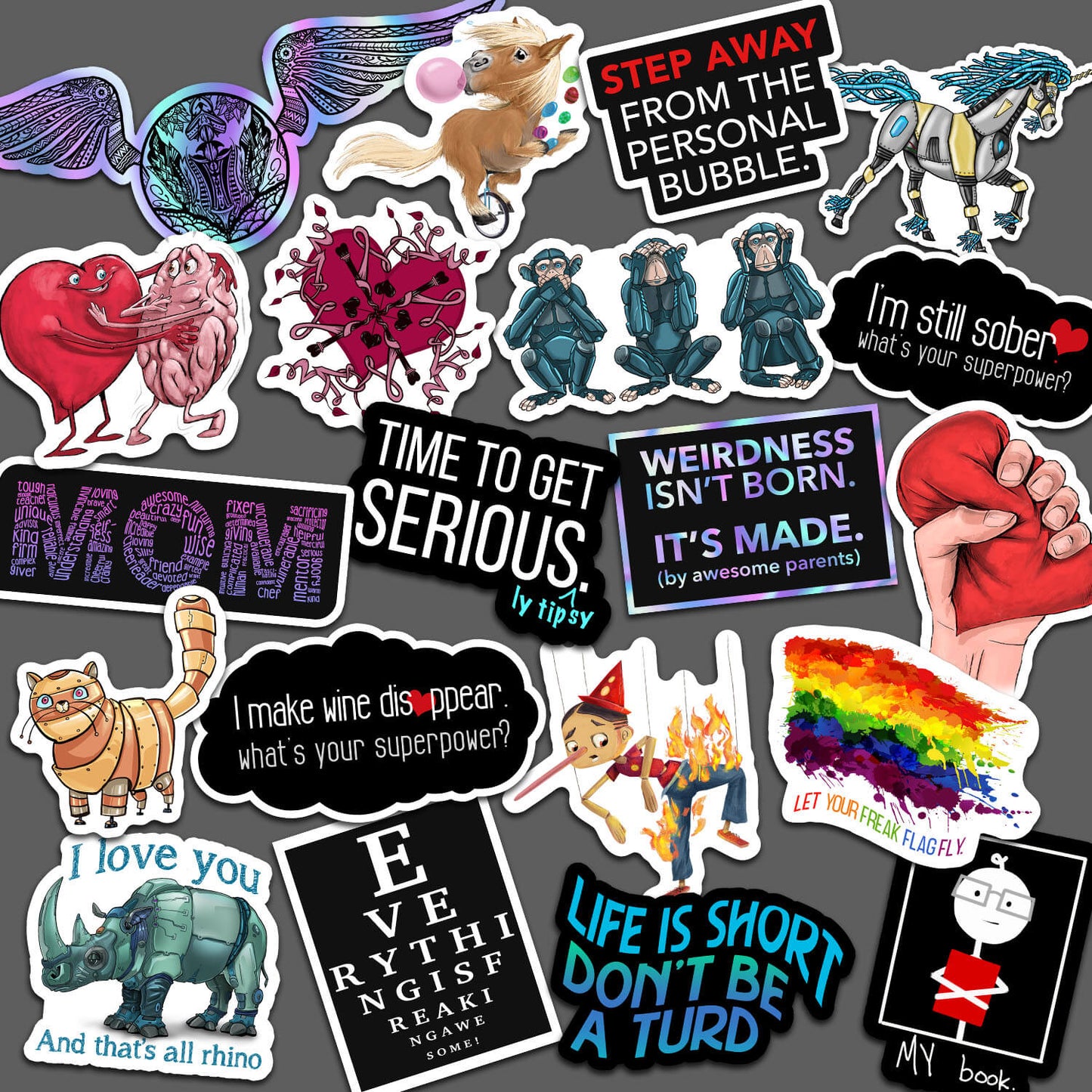 Premium Bookmarks & Stickers Super - Pack Featuring the Artwork of Dan Pearce - Dan Pearce Ceramics