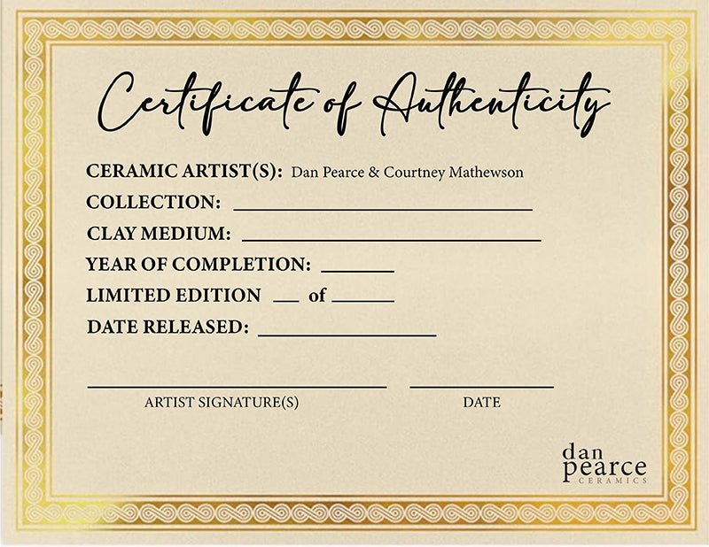 Signed Gold Foil Certificate of Authenticity - Dan Pearce Ceramics