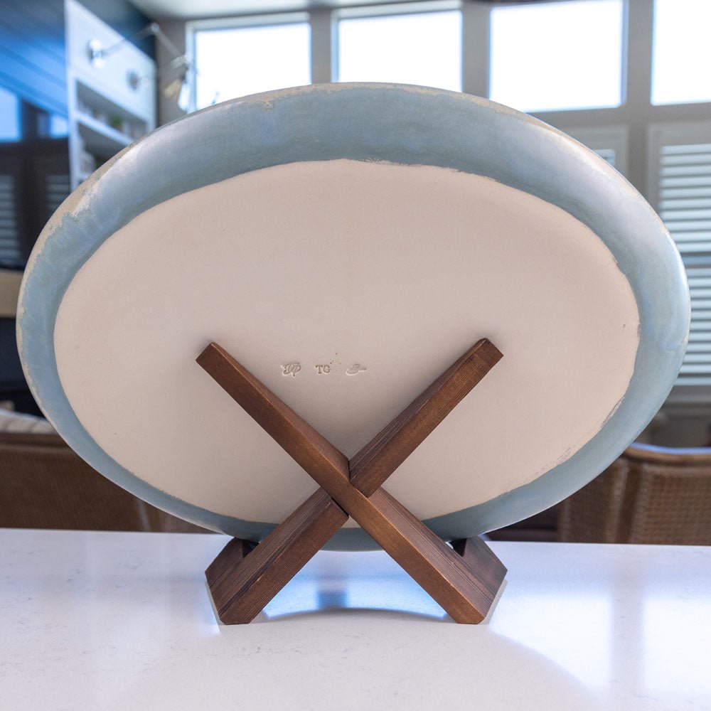 XL Stoneware Decorative Oval Platter (Blues and Tans) - Dan Pearce Ceramics