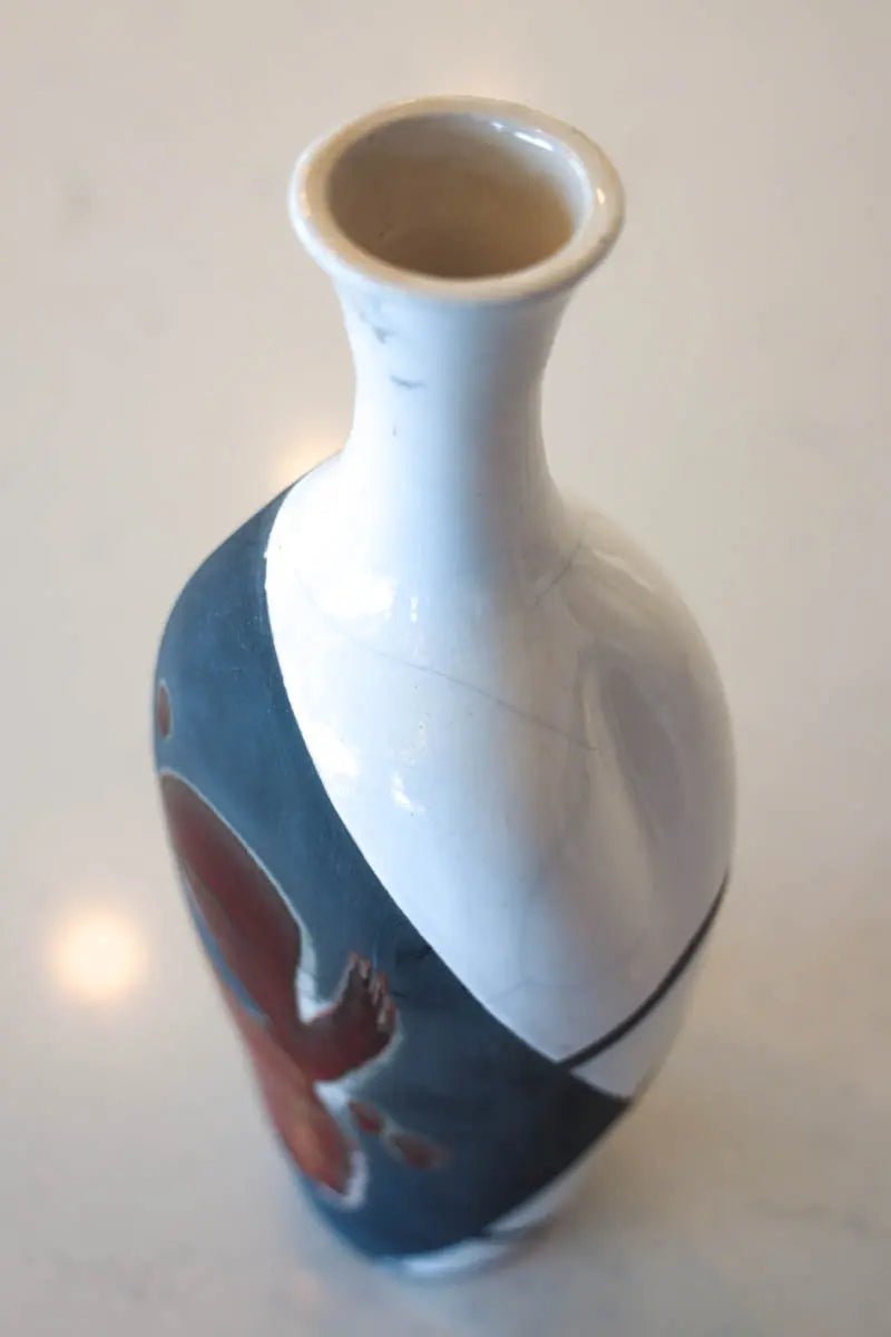 XXL Raku - Fired Flattened - Form Decorative Pot (Whites, Carbon Blacks, & Oxblood Red) - Dan Pearce Ceramics