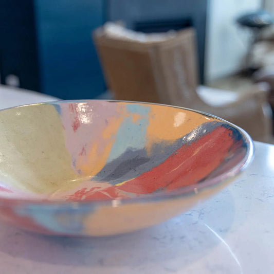 #01 Medium Stoneware Decorative Serving Bowl Rainbow Nerikomi Bowl (Color Spectrum Series) - Dan Pearce Ceramics