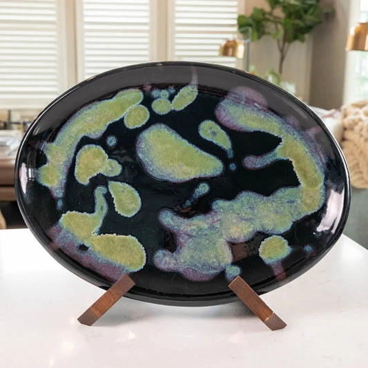 #02 XL Stoneware Serving Platter - Abstract Lava Lamp Art - (Creative Collection) - Dan Pearce Ceramics