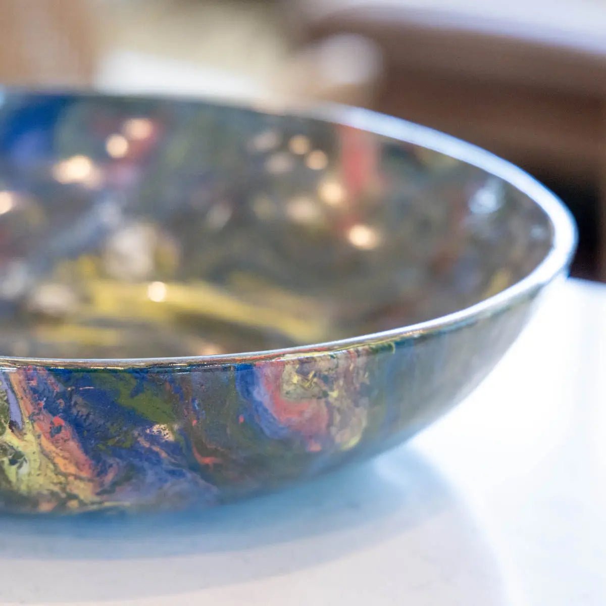#04 XXL Porcelain Nerikomi Decorative Serving Bowl "Scrappy" (Color Spectrum Series) - Dan Pearce Ceramics