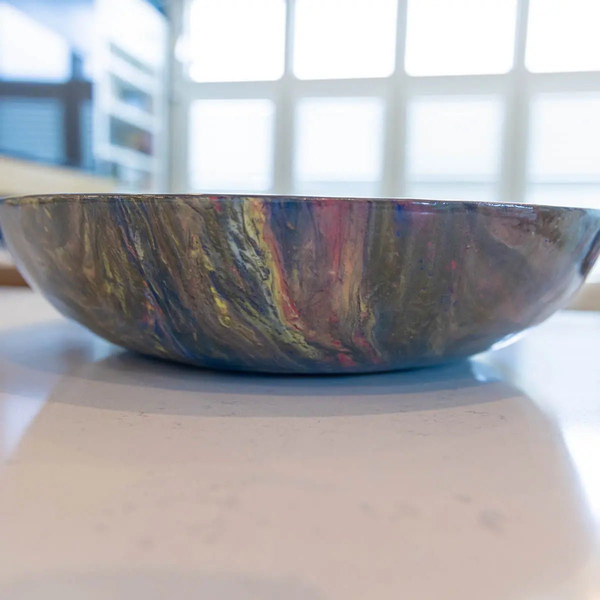 #04 XXL Porcelain Nerikomi Decorative Serving Bowl "Scrappy" (Color Spectrum Series) - Dan Pearce Ceramics