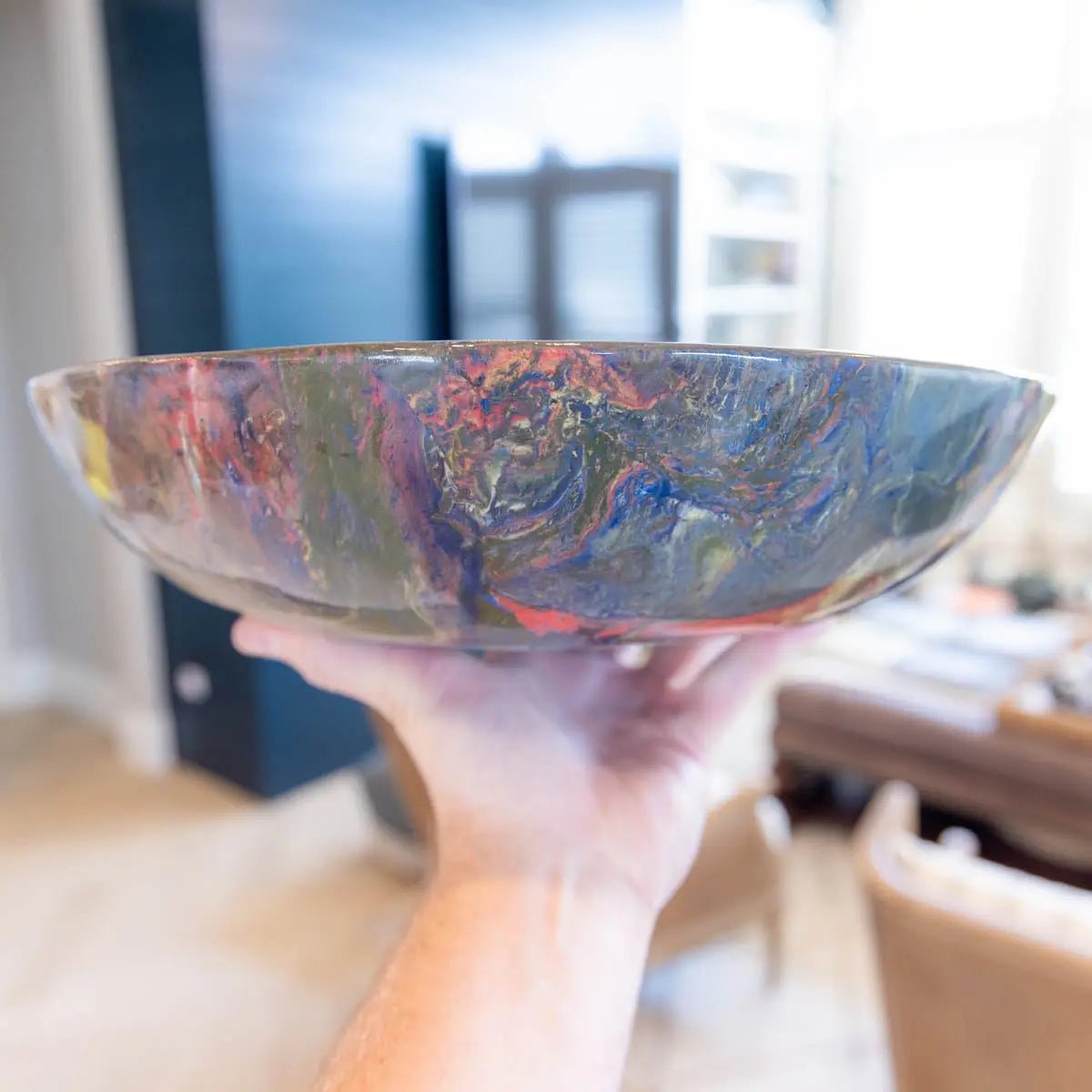 #04 XXL Porcelain Nerikomi Decorative Serving Bowl "Scrappy" (Color Spectrum Series) - Dan Pearce Ceramics