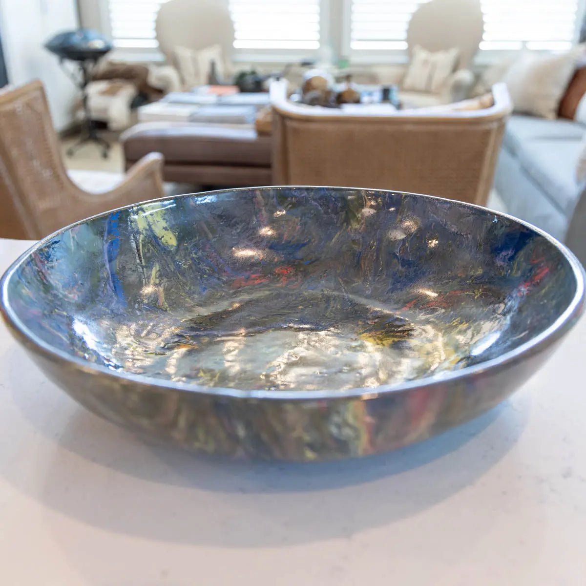 #04 XXL Porcelain Nerikomi Decorative Serving Bowl "Scrappy" (Color Spectrum Series) - Dan Pearce Ceramics