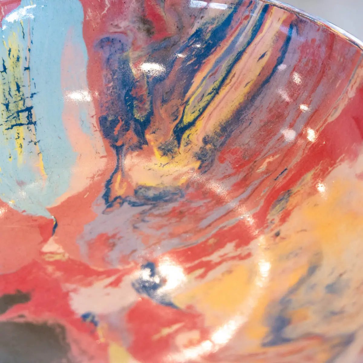 #05 XXL Stoneware Nerikomi Decorative Serving Bowl "Rainbow Bright" (Color Spectrum Series) - Dan Pearce Ceramics