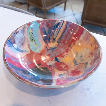 #05 XXL Stoneware Nerikomi Decorative Serving Bowl "Rainbow Bright" (Color Spectrum Series) - Dan Pearce Ceramics