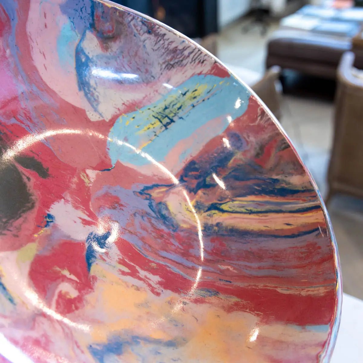 #05 XXL Stoneware Nerikomi Decorative Serving Bowl "Rainbow Bright" (Color Spectrum Series) - Dan Pearce Ceramics