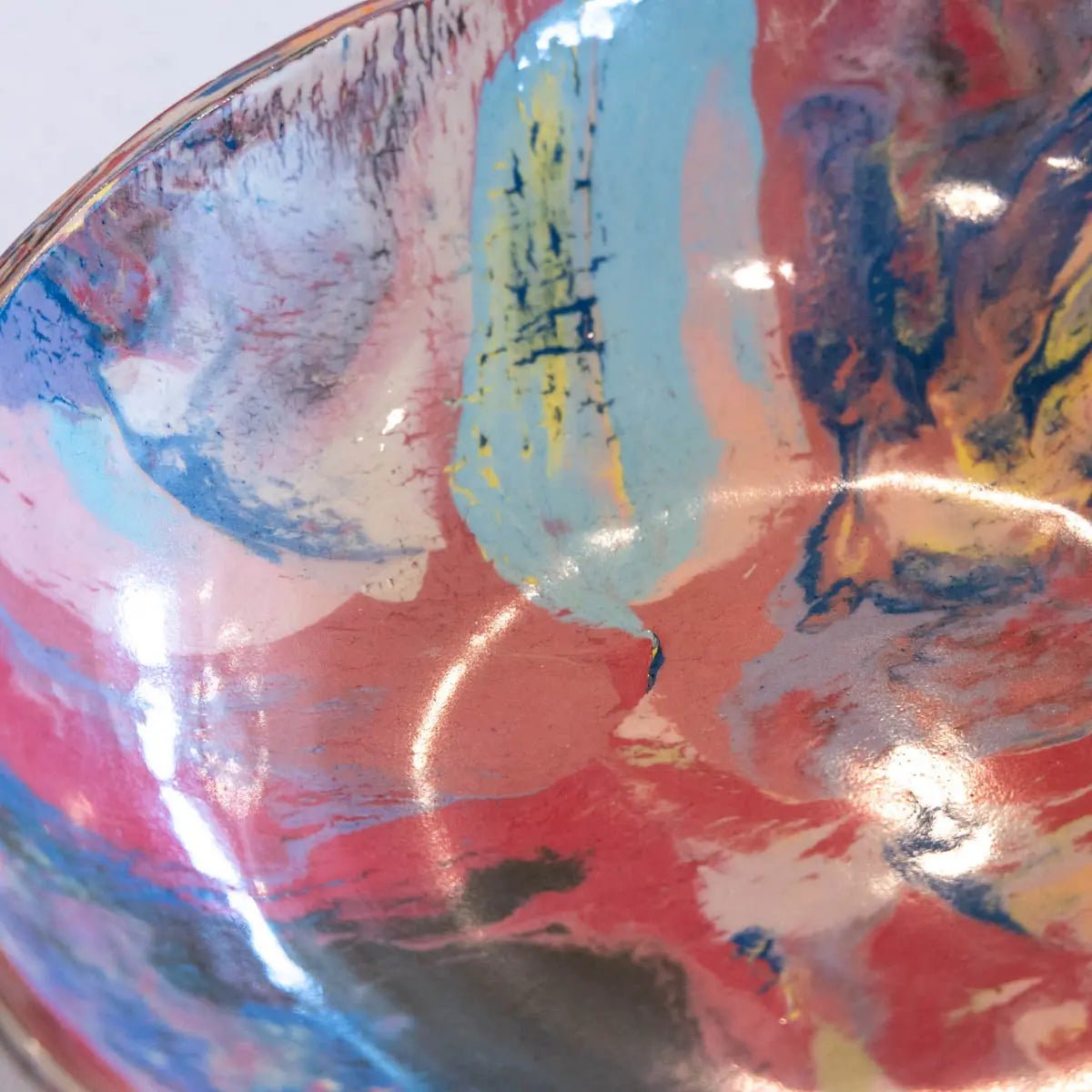 #05 XXL Stoneware Nerikomi Decorative Serving Bowl "Rainbow Bright" (Color Spectrum Series) - Dan Pearce Ceramics