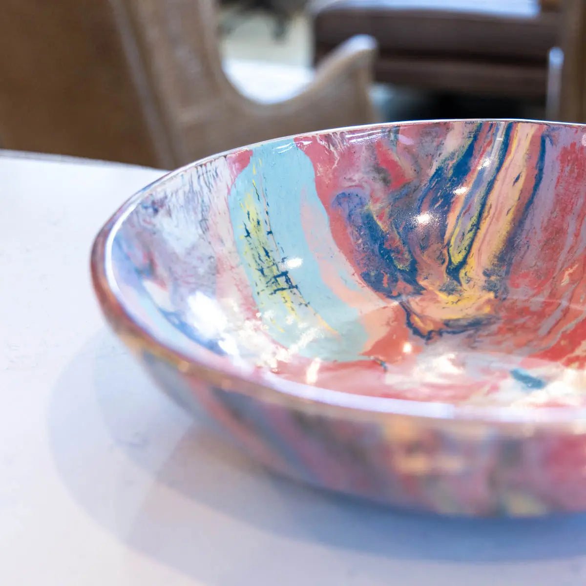 #05 XXL Stoneware Nerikomi Decorative Serving Bowl "Rainbow Bright" (Color Spectrum Series) - Dan Pearce Ceramics