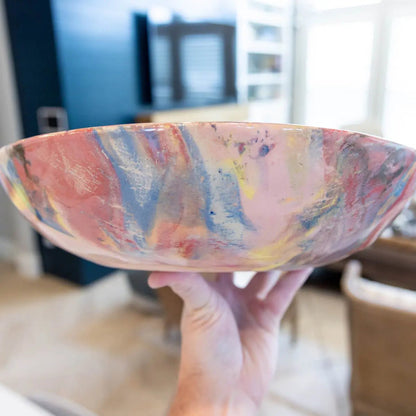 #05 XXL Stoneware Nerikomi Decorative Serving Bowl "Rainbow Bright" (Color Spectrum Series) - Dan Pearce Ceramics