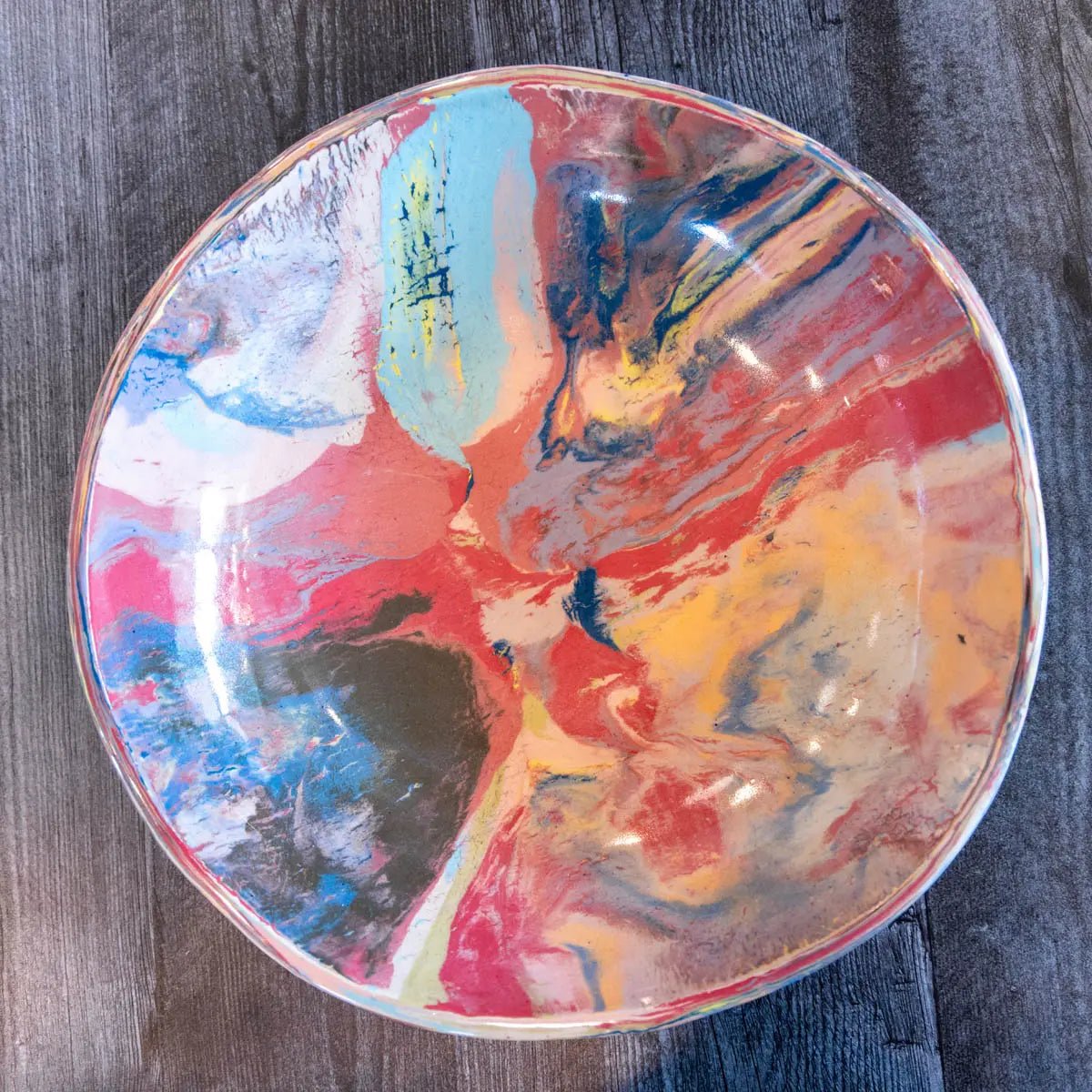 #05 XXL Stoneware Nerikomi Decorative Serving Bowl "Rainbow Bright" (Color Spectrum Series) - Dan Pearce Ceramics