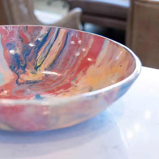 #05 XXL Stoneware Nerikomi Decorative Serving Bowl "Rainbow Bright" (Color Spectrum Series) - Dan Pearce Ceramics