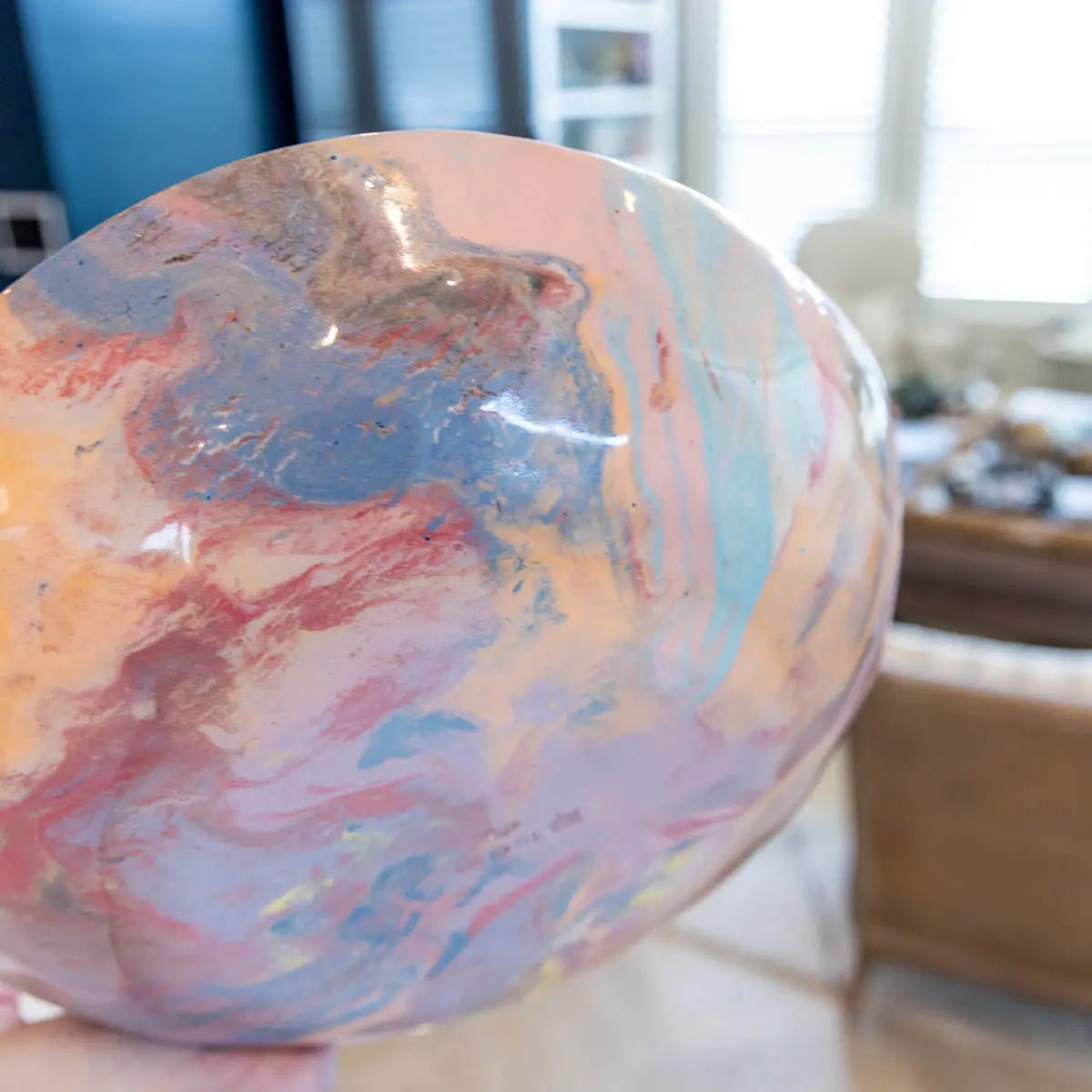 #05 XXL Stoneware Nerikomi Decorative Serving Bowl "Rainbow Bright" (Color Spectrum Series) - Dan Pearce Ceramics