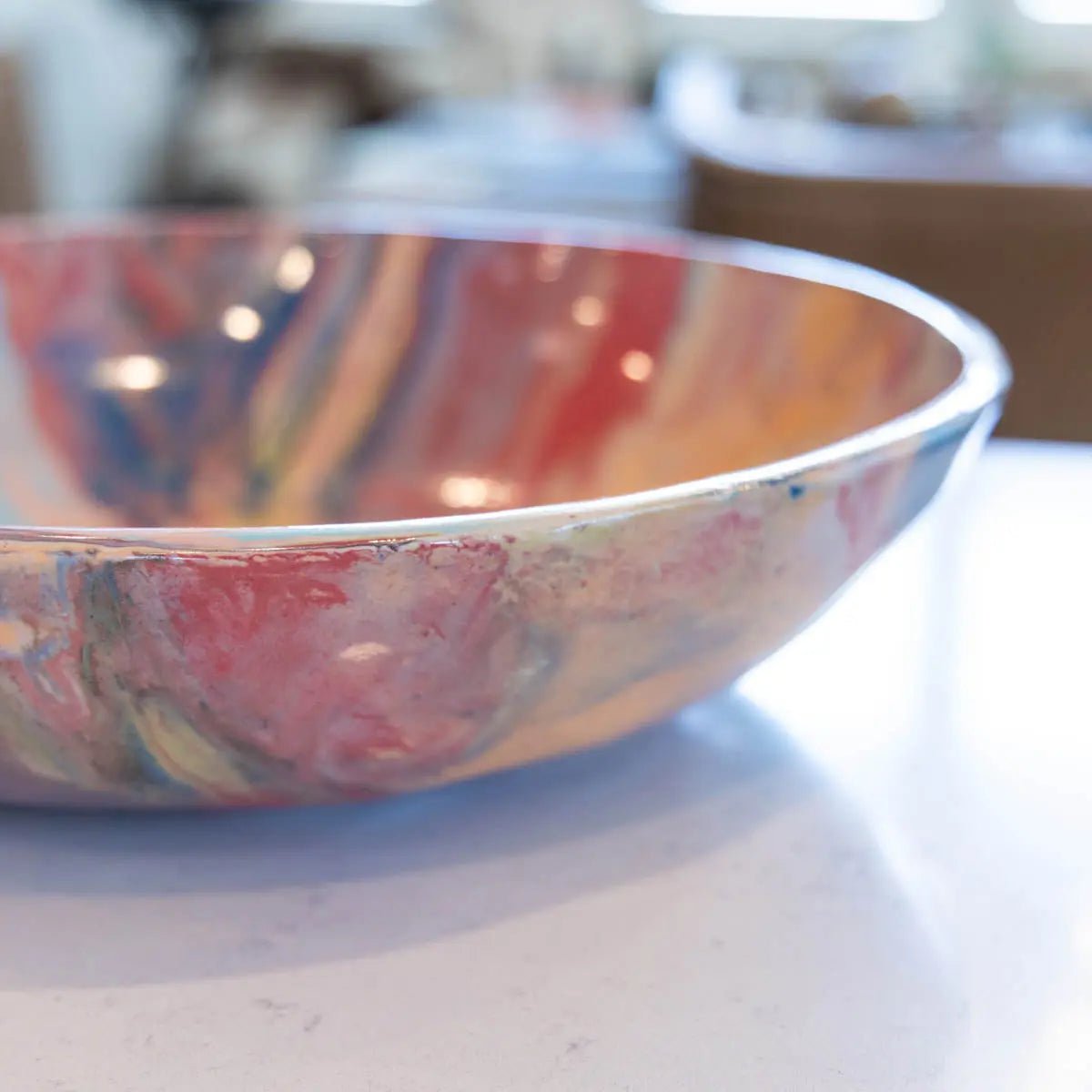 #05 XXL Stoneware Nerikomi Decorative Serving Bowl "Rainbow Bright" (Color Spectrum Series) - Dan Pearce Ceramics