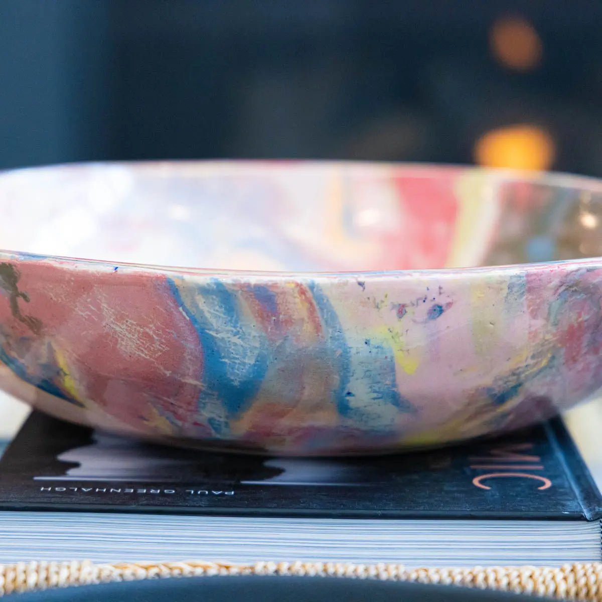 #05 XXL Stoneware Nerikomi Decorative Serving Bowl "Rainbow Bright" (Color Spectrum Series) - Dan Pearce Ceramics