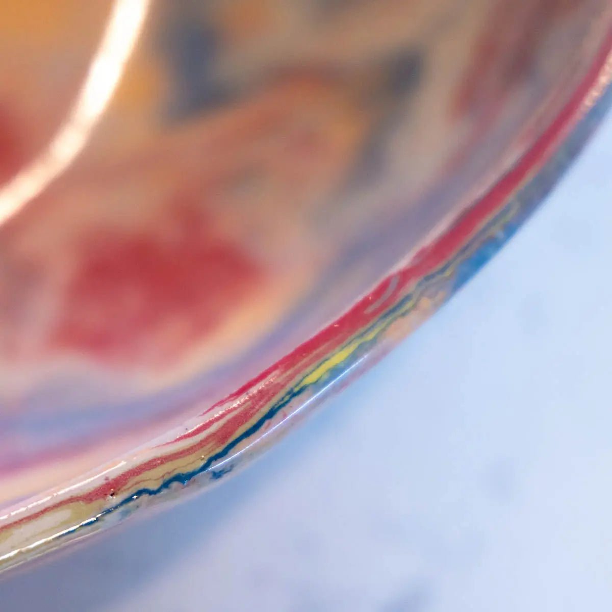 #05 XXL Stoneware Nerikomi Decorative Serving Bowl "Rainbow Bright" (Color Spectrum Series) - Dan Pearce Ceramics