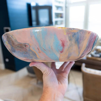 #05 XXL Stoneware Nerikomi Decorative Serving Bowl "Rainbow Bright" (Color Spectrum Series) - Dan Pearce Ceramics