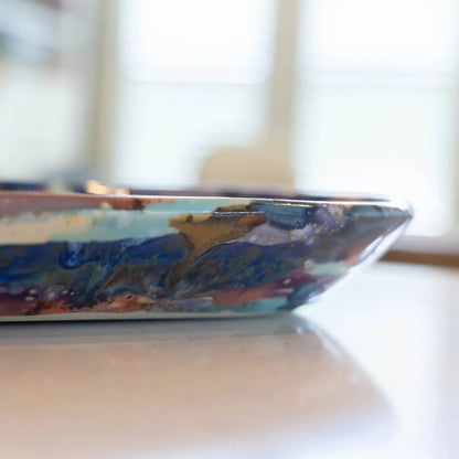 #07 Large Stoneware Oblong Decorative Dish Abstract Art (Color Spectrum Series) - Dan Pearce Ceramics