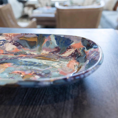 #07 Large Stoneware Oblong Decorative Dish Abstract Art (Color Spectrum Series) - Dan Pearce Ceramics