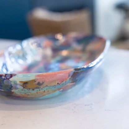 #07 Large Stoneware Oblong Decorative Dish Abstract Art (Color Spectrum Series) - Dan Pearce Ceramics