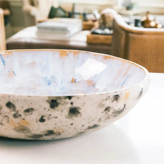 #08 XXL Gray Stoneware Serving Bowl - Bubble/Splatter Design - (Creative Collection) - Dan Pearce Ceramics