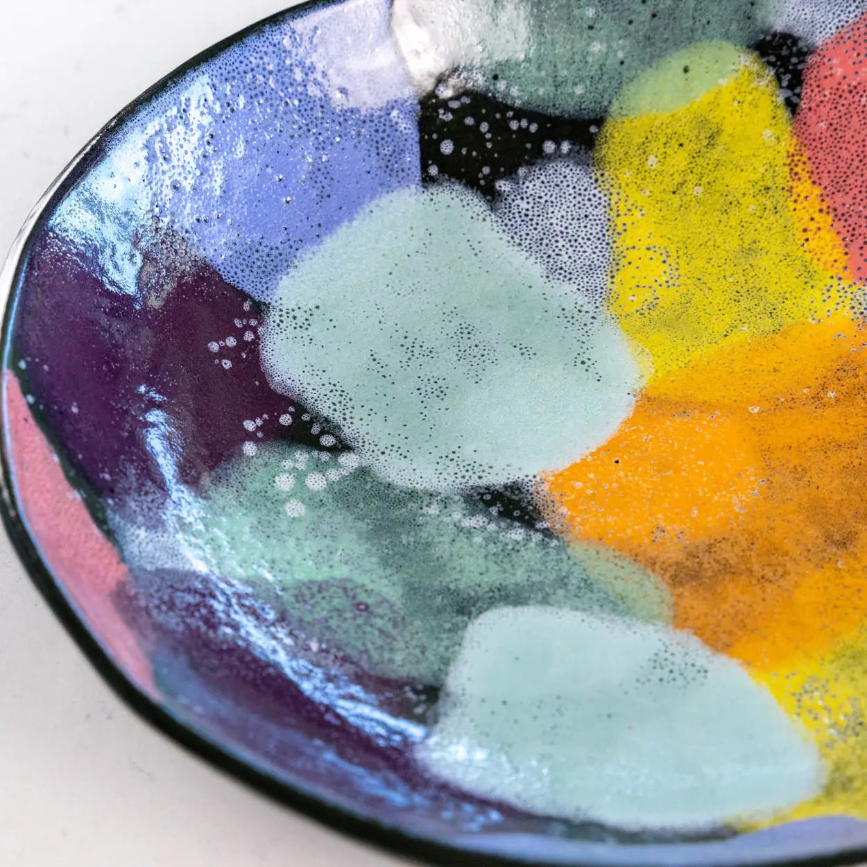 #11 XL Stoneware Dark Decorative Serving Bowl with Big, Bright Abstract Colors (Color Spectrum Series) - Dan Pearce Ceramics