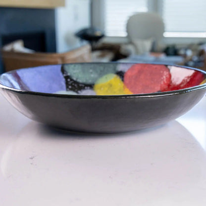 #11 XL Stoneware Dark Decorative Serving Bowl with Big, Bright Abstract Colors (Color Spectrum Series) - Dan Pearce Ceramics
