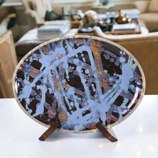 #11 XL Stoneware Serving Platter - Abstract Pendulum Art - (Creative Collection) - Dan Pearce Ceramics