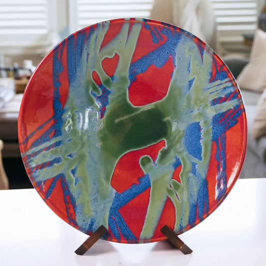 #12 XXL Stoneware Bowl/Platter - Reds/Greens/Blues - (Creative Collection) - Dan Pearce Ceramics