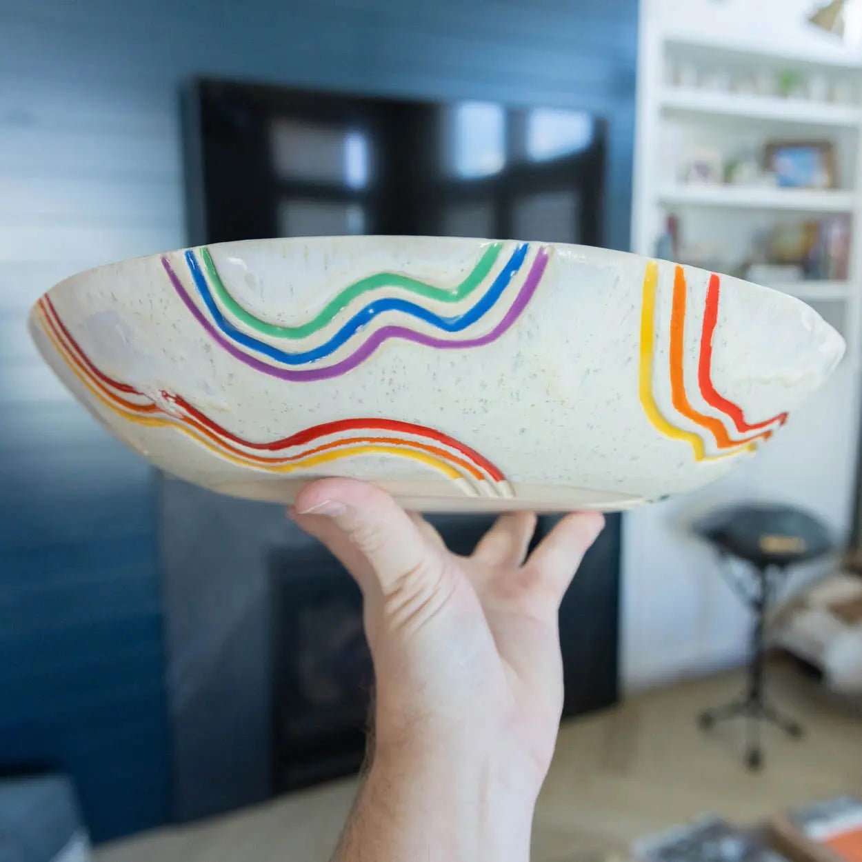 #13 XL Stoneware Rainbow Starburst Decorative Serving Bowl (Color Spectrum Series) - Dan Pearce Ceramics