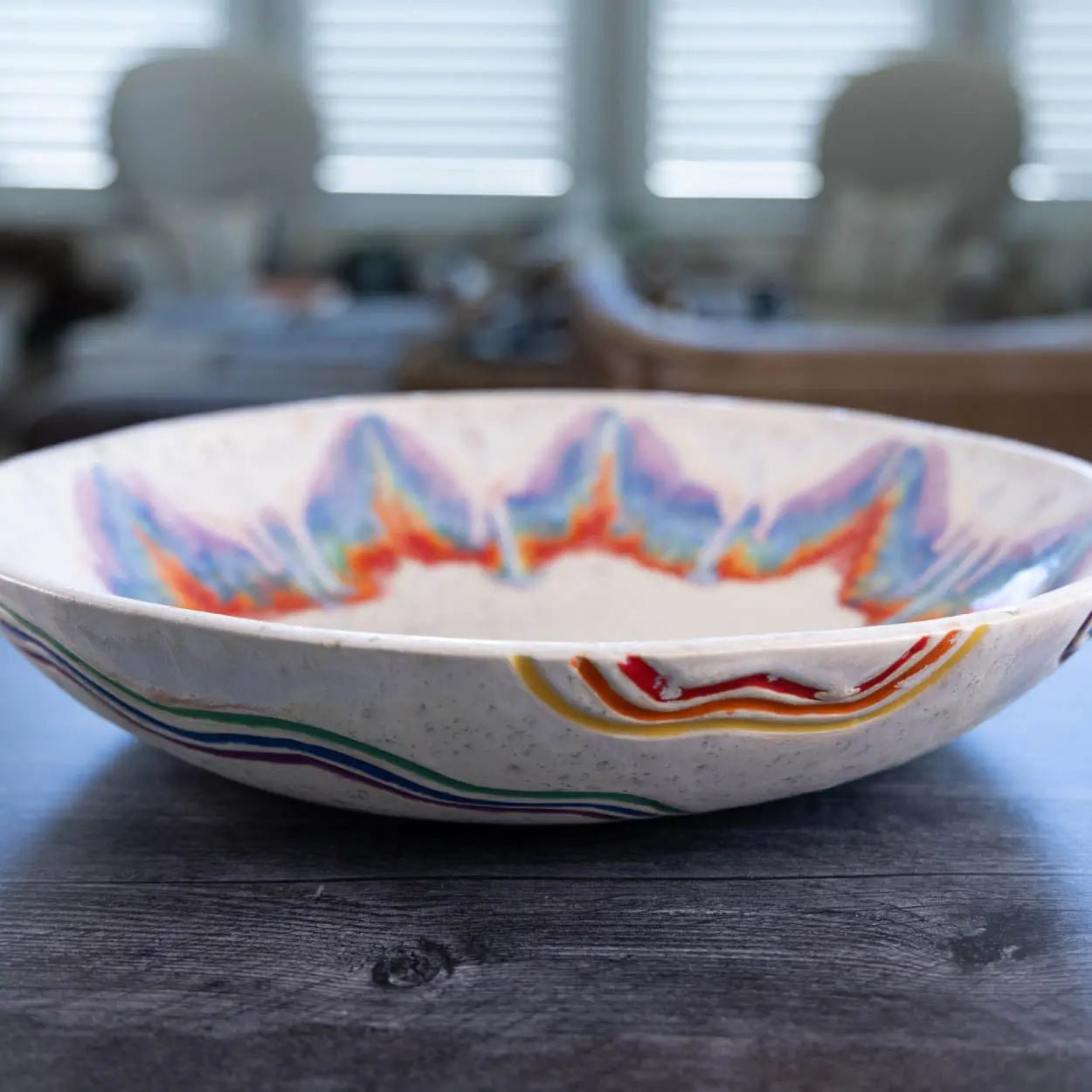 #13 XL Stoneware Rainbow Starburst Decorative Serving Bowl (Color Spectrum Series) - Dan Pearce Ceramics