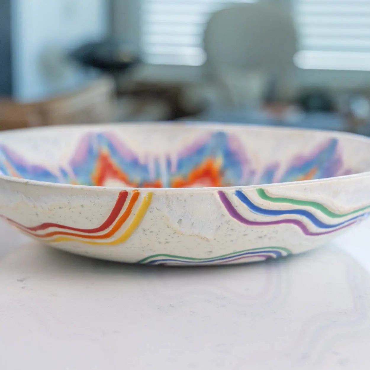 #13 XL Stoneware Rainbow Starburst Decorative Serving Bowl (Color Spectrum Series) - Dan Pearce Ceramics