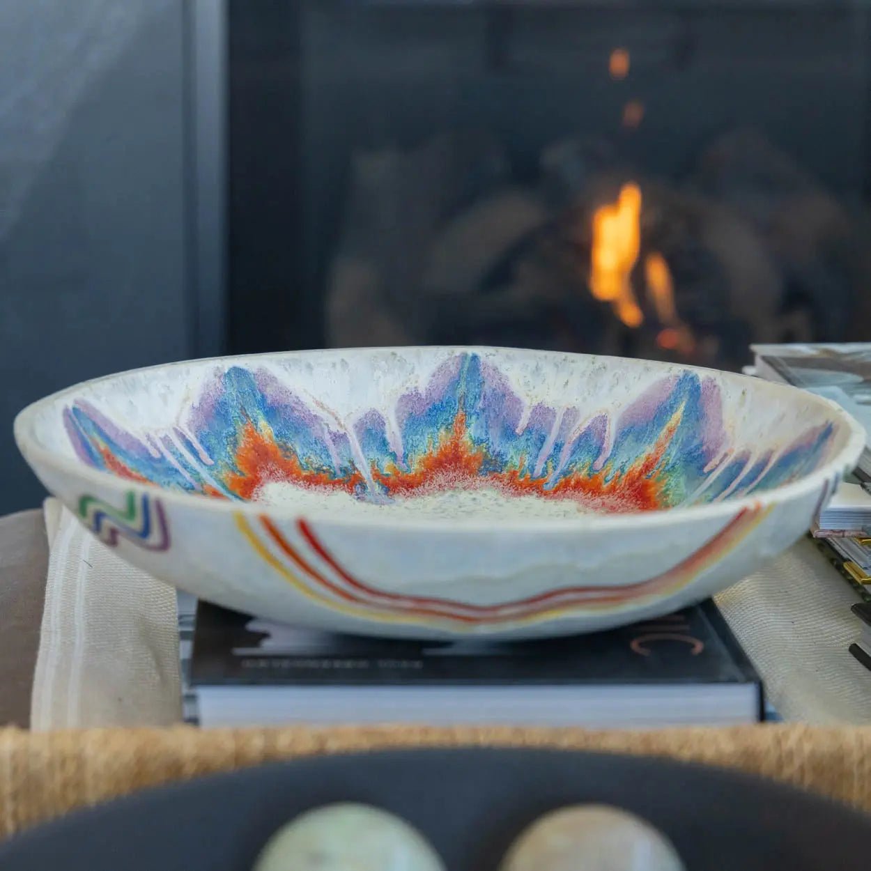 #13 XL Stoneware Rainbow Starburst Decorative Serving Bowl (Color Spectrum Series) - Dan Pearce Ceramics